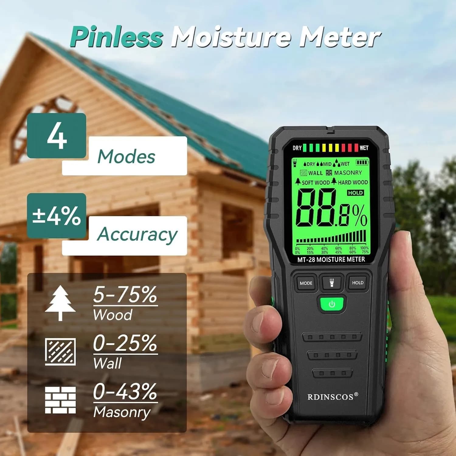 رطوبتسنج دیجیتال بدون پین برای چوب و مصالح ساختمانی برند Proster مدل MT-28 — تصویر ۶