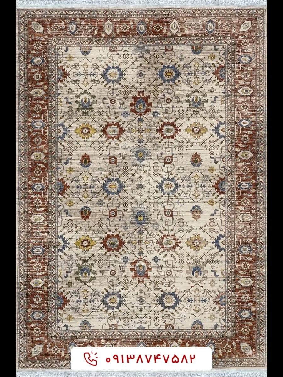 فرش سلطان آباد کد 76002 بژ کرم