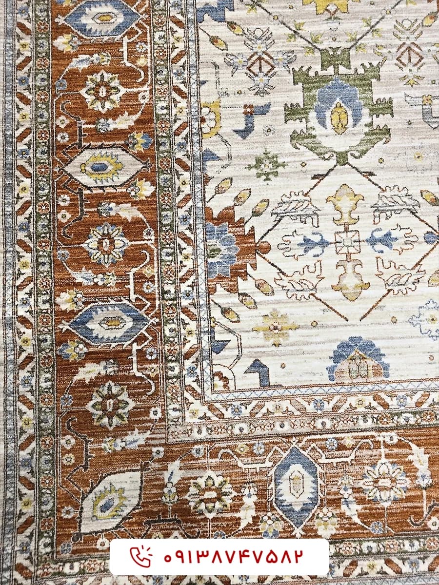 فرش سلطان آباد کد 76002 بژ کرم — تصویر ۳