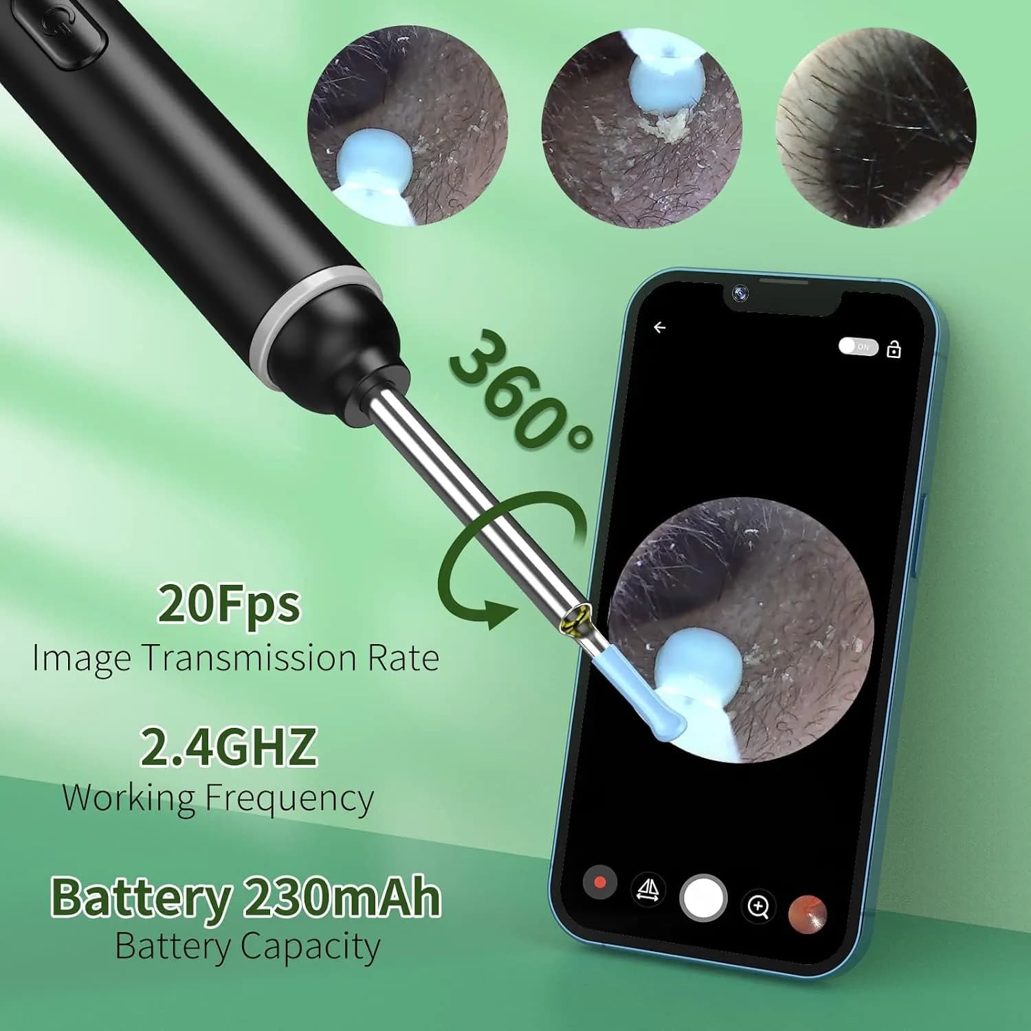 اتوسکوپ دیجیتال برای پاکسازی گوش با دوربین Wi-Fi و کیفیت 1920P برند VITCOCO مدل S3 — تصویر ۷