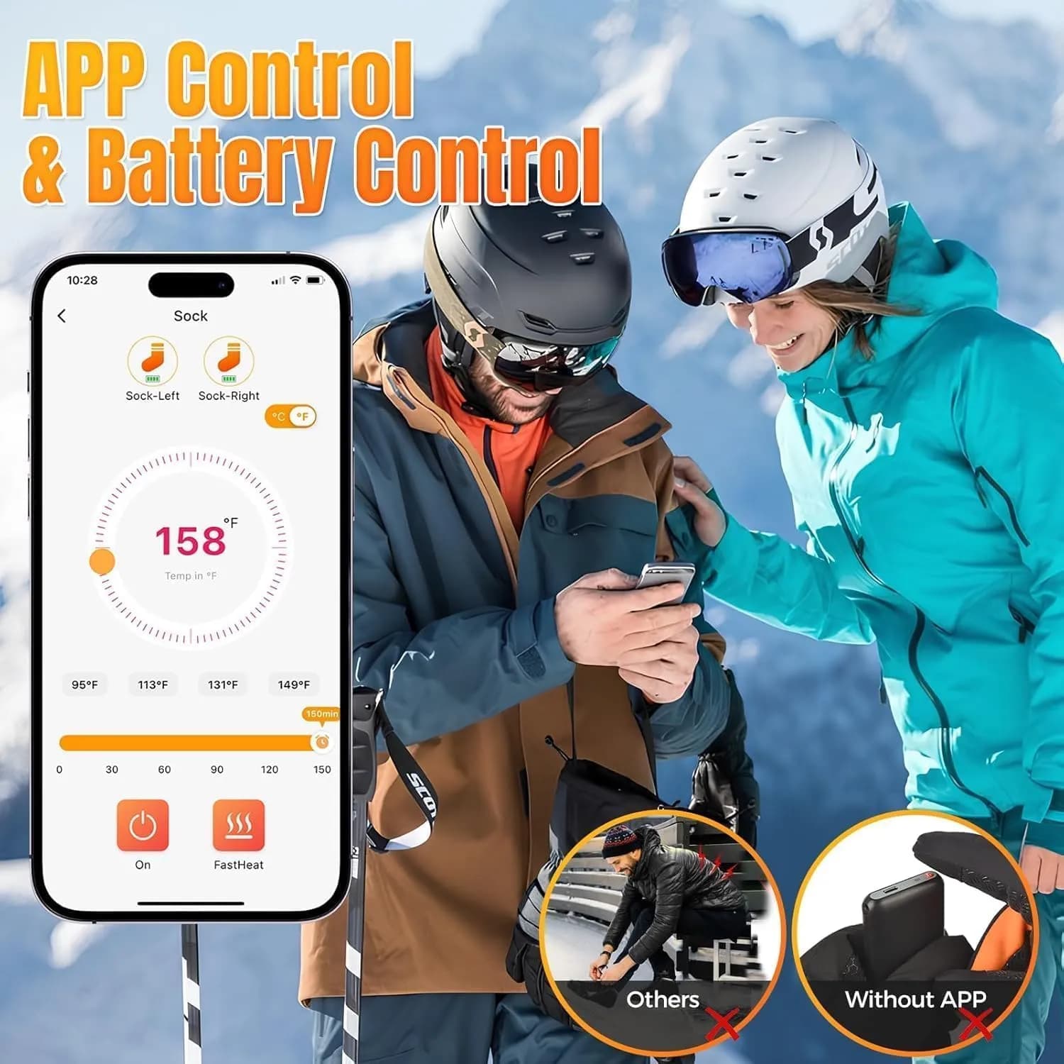 جوراب گرمکن برقی با باتری 8000mAh و کنترل هوشمند برند Youtelit مدل — تصویر ۳