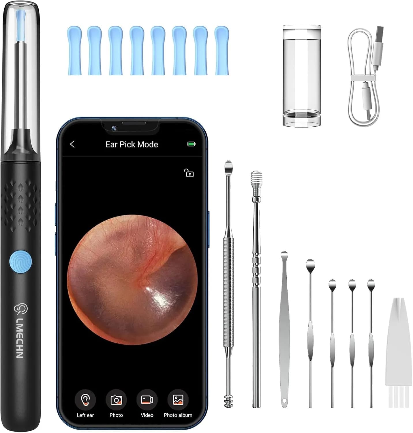 کیت تمیزکننده گوش با دوربین و نمایشگر هوشمند برند LMECHN مدل N30 PRO