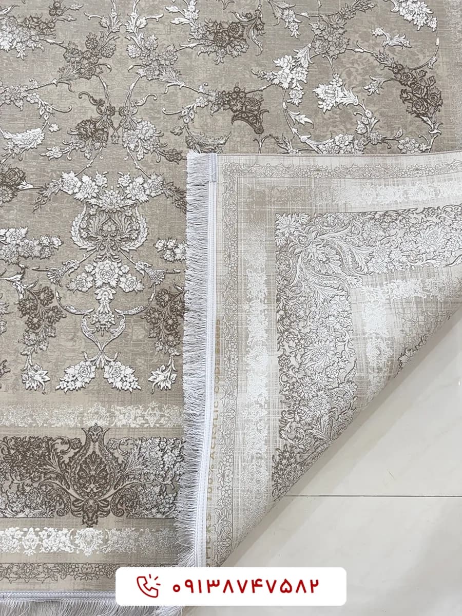 فرش 1200 شانه کد 85005 کرم گل برجسته — تصویر ۵
