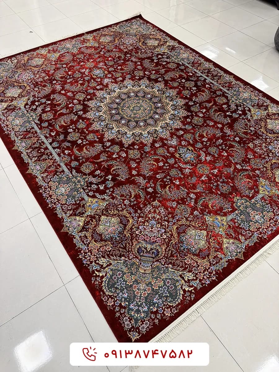 فرش کد 2000003138 عنابی 1500 شانه