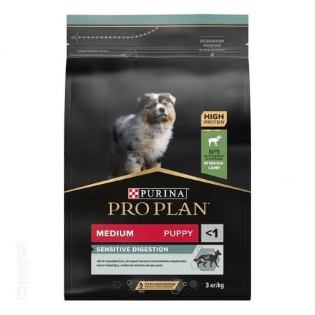 غذای خشک سگ پروپلن نژاد متوسط پاپی با گوارش حساس Proplan Sensitive Digestion طعم بره – وزن 3 کیلوگرم