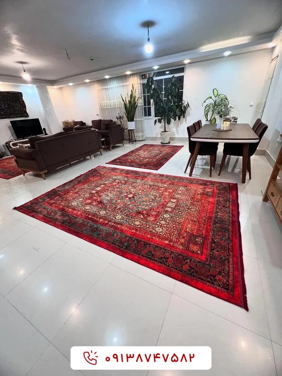 فرش کلکسیون هلنا کد 25NH0010 لاکی معادل 77 رج دستباف — تصویر ۲