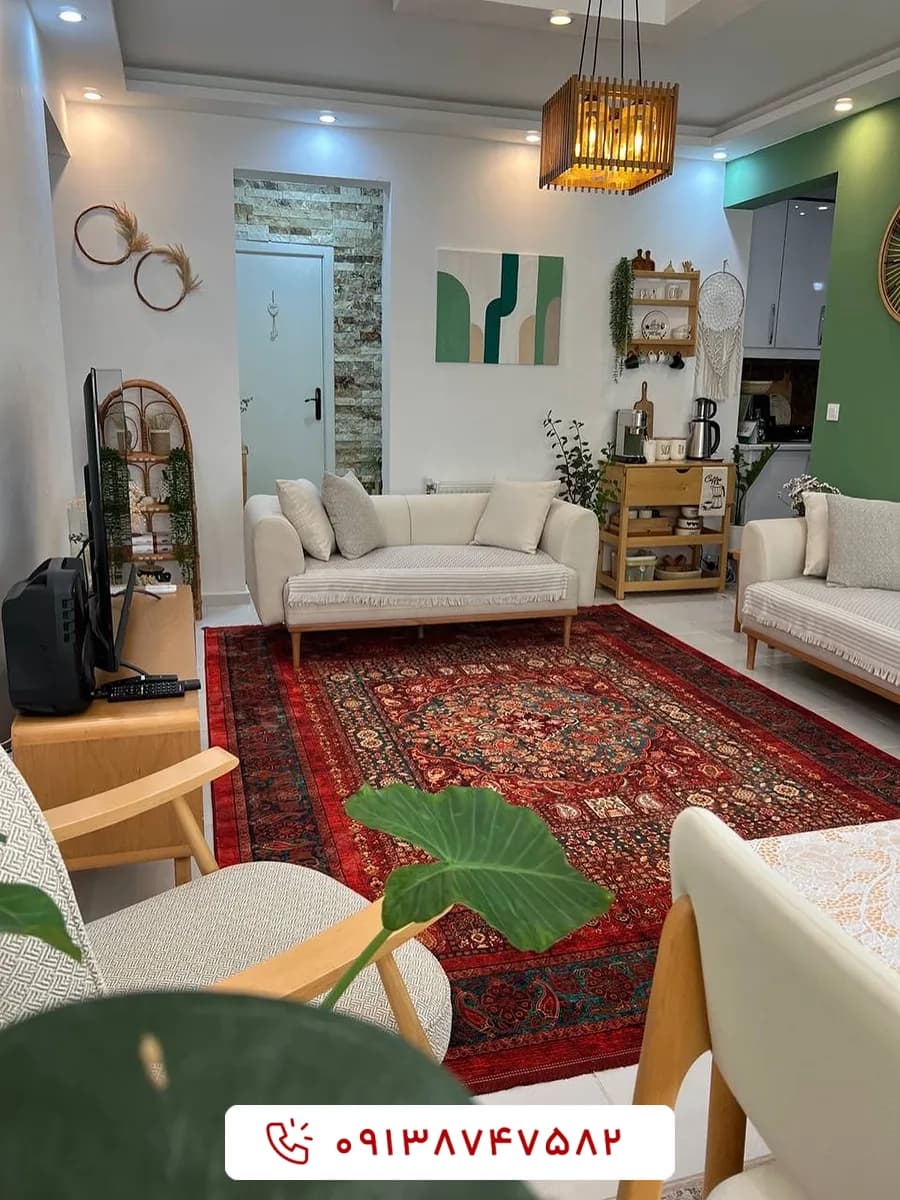 فرش کلکسیون هلنا کد 25NH0010 لاکی معادل 77 رج دستباف — تصویر ۳