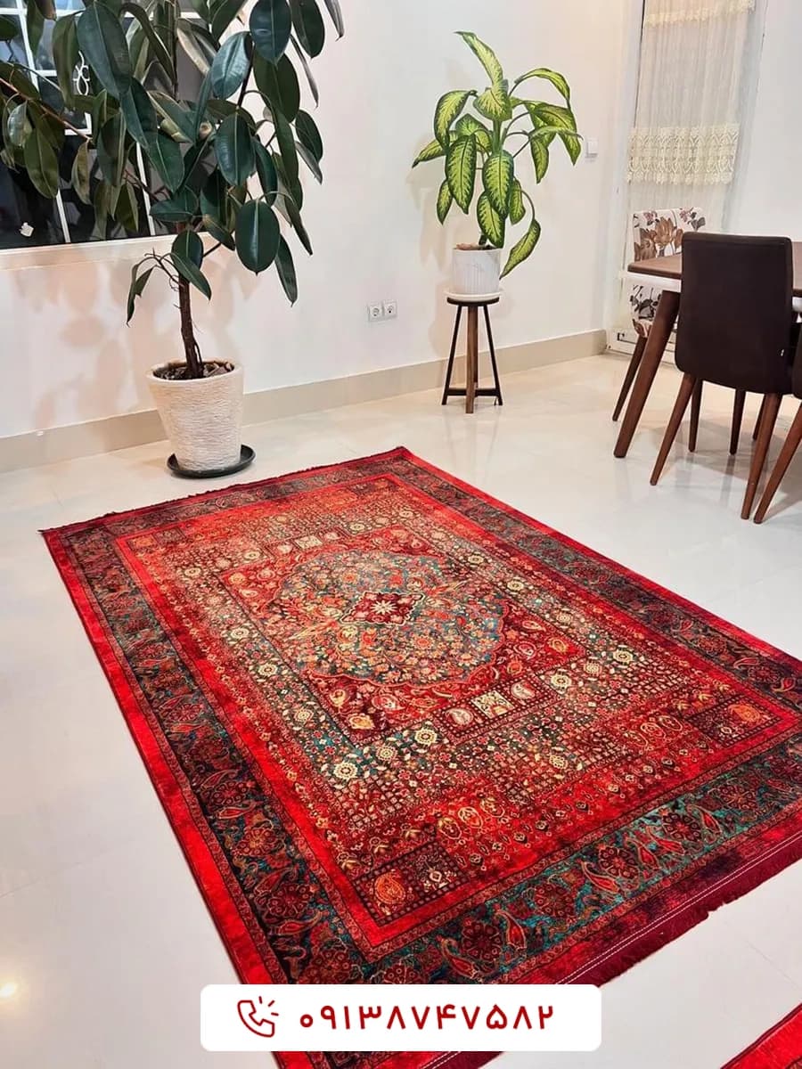 فرش کلکسیون هلنا کد 25NH0010 لاکی معادل 77 رج دستباف
