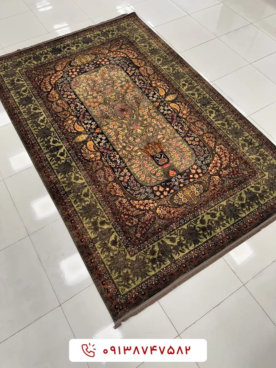 فرش کلکسیون هلنا کد 25NH0060 خاکستری معادل 77 رج دستباف