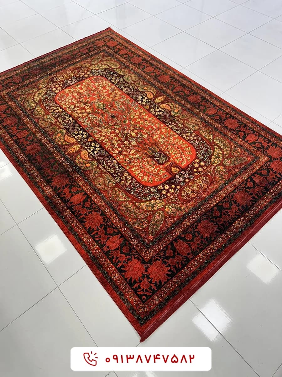 فرش کلکسیون هلنا کد 25NH0060 لاکی معادل 77 رج دستباف