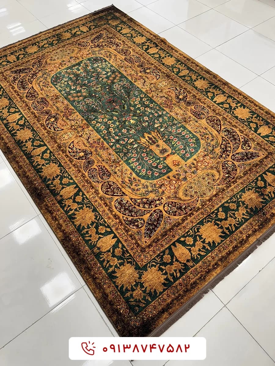 فرش کلکسیون هلنا کد 25NH0060 لاکی معادل 77 رج دستباف — تصویر ۶