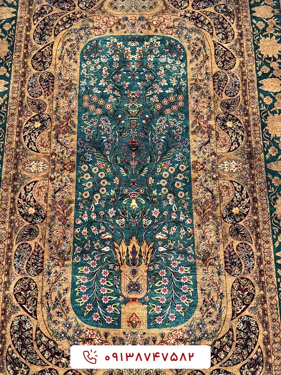 فرش کلکسیون هلنا کد 25NH0060 لاکی معادل 77 رج دستباف — تصویر ۹