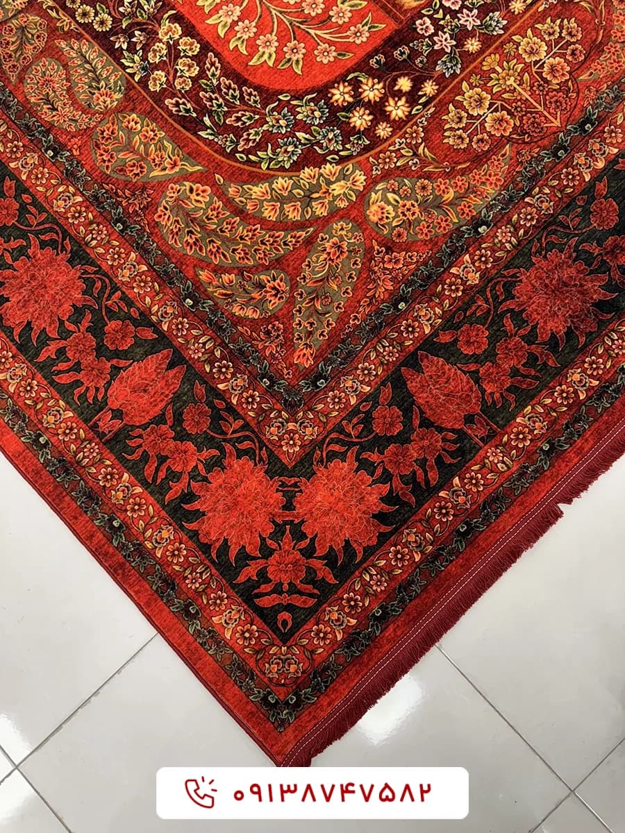 فرش کلکسیون هلنا کد 25NH0060 لاکی معادل 77 رج دستباف — تصویر ۲