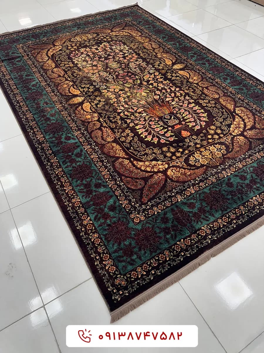 فرش کلکسیون هلنا کد 25NH0060 قهوه‌ای معادل 77 رج دستباف