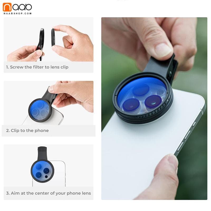 فیلتر لنز پلاریزه کلیپسی موبایل مدل 52mm CPL — تصویر ۲