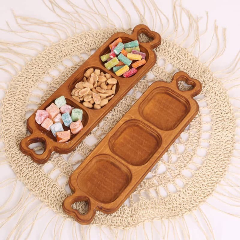 اردوخوری چوبی سه خانه طرح دسته قلبی با قابلیت شستوشو دستی — تصویر ۵