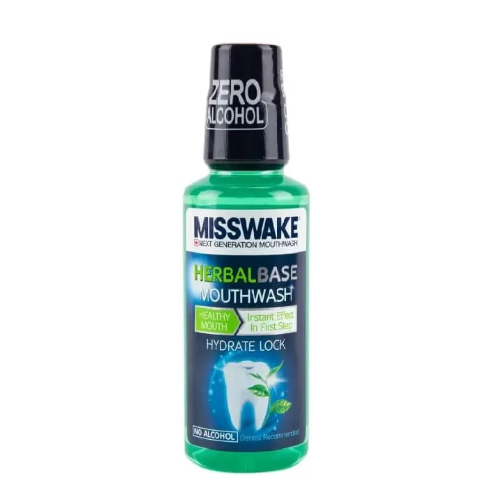 دهان شویه میسویک مدل هربال گیاهی – عصاره میخک و اکالیپتوس (Misswake Herbal Mouthwash – Clove & Eucalyptus Extract) حجم ۴۰۰ میلی لیتر
