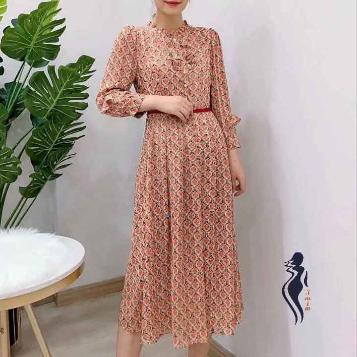 پیراهن حریر زنانه بلند طرح دار
