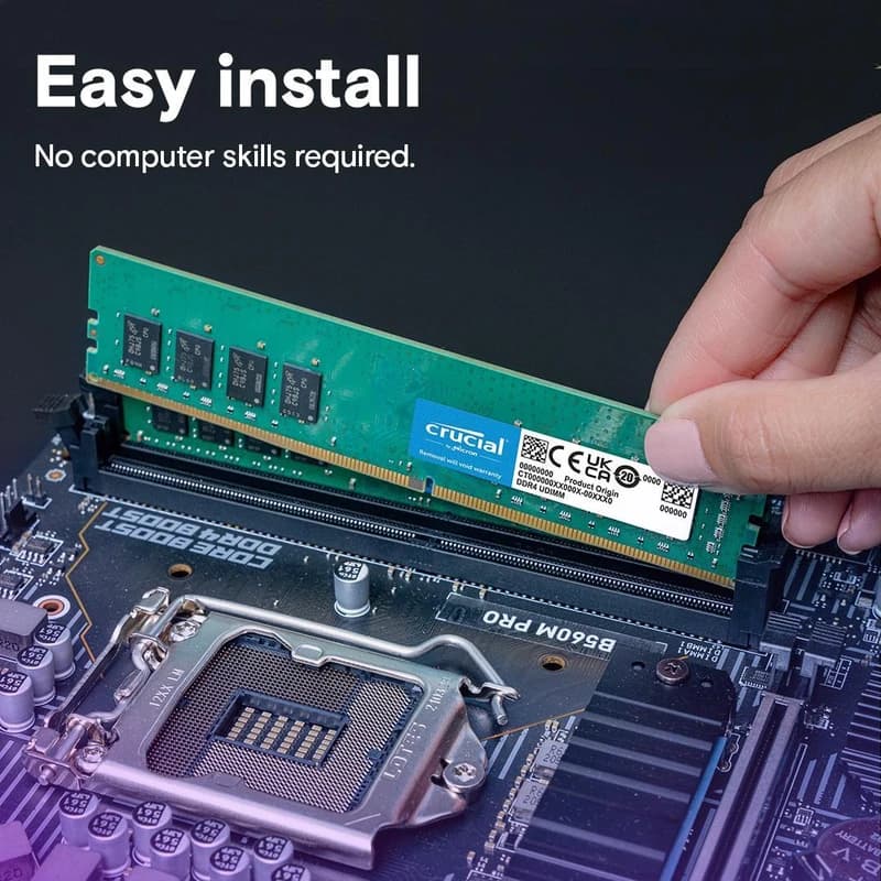 رم دسکتاپ DDR4 تک کاناله 3200 مگاهرتز CL22 کروشیال Crucial مدل PC4-25600 ظرفیت 16 گیگابایت