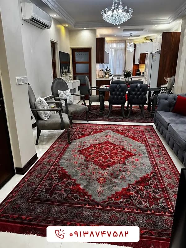 فرش کلکسیون آوانگارد حریص 1200 شانه نقرهای قرمز — تصویر ۴