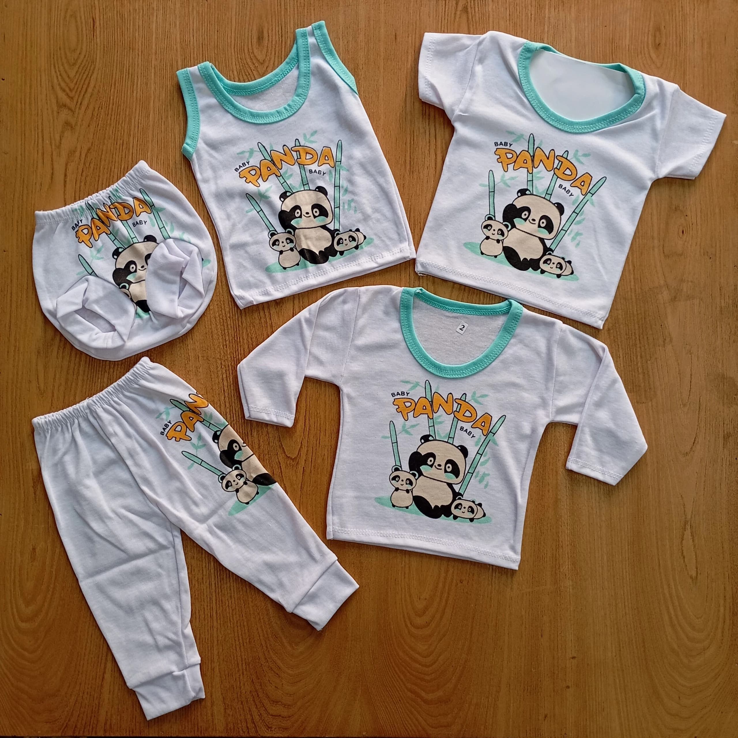 ست ۵ تکه لباس نوزادی طرح پاندا (Sporty Panda Design) – سایز ۲ (بسته‌بندی سلفونی)