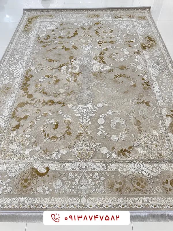 فرش 1200 شانه کد 85047 کرم طلایی — تصویر ۳