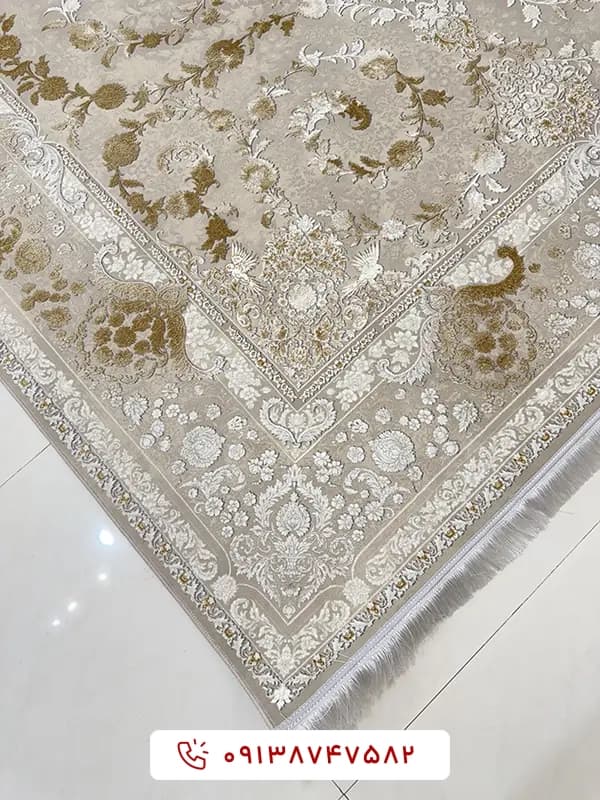 فرش 1200 شانه کد 85047 کرم طلایی — تصویر ۲