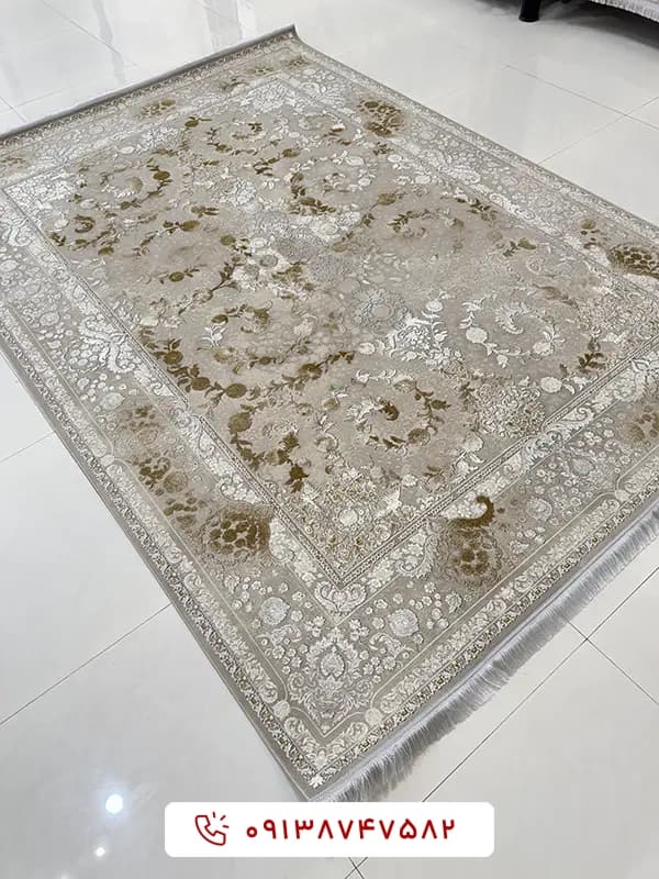 فرش 1200 شانه کد 85047 کرم طلایی