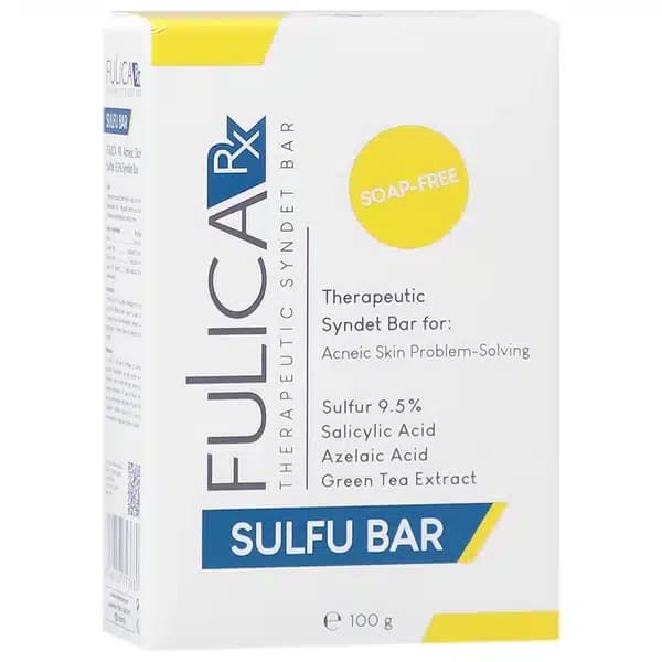 صابون شوینده درمانی صورت فولیکا ار ایکس مدل سولفو بار ۱۰۰ گرم مناسب پوست جوش دار Fulica RX Sulfu