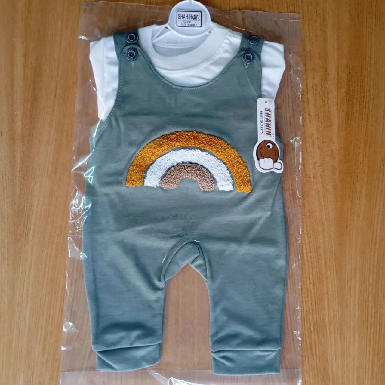 سرهمی پیشبندی نوزادی مجلسی طرح رنگین کمان