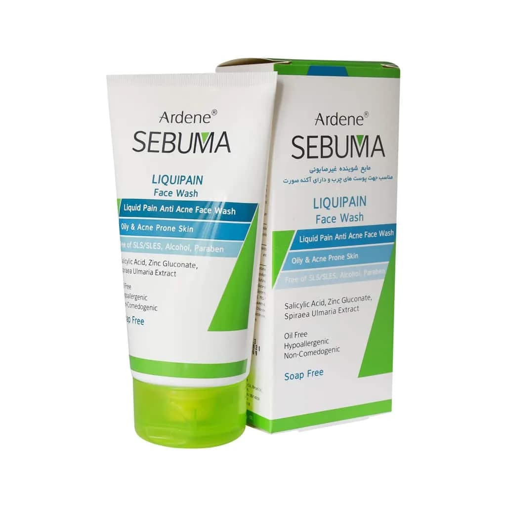 مایع شوینده غیر صابونی پوست چرب و اکنه دار LIQUIPAIN FACE WASH اردن سبوما 150 میل
