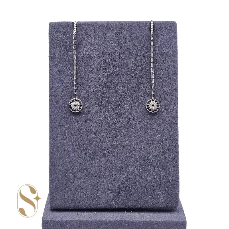 گوشواره نقره زنانه بخیه چشم نظر کد SilverSet-G0032
