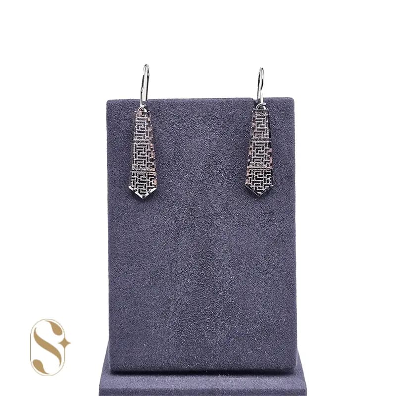 گوشواره نقره زنانه آویزی سوپر تراش کد SilverSet-G0030
