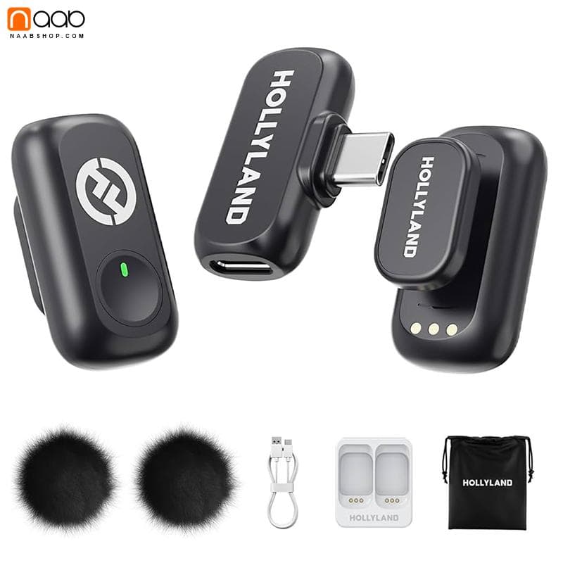 میکروفون یقهای بیسیم هالیلند مدل Hollyland Lark A1 Mini Duo USB-C — تصویر ۳