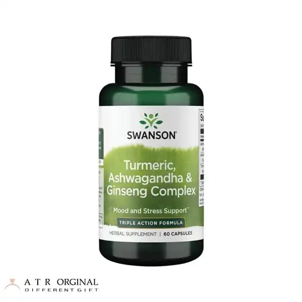 کپسول زردچوبه آشواگاندا جینسینگ Swanson Turmeric Ashwagandha Ginseng سوانسون (60 عددی)