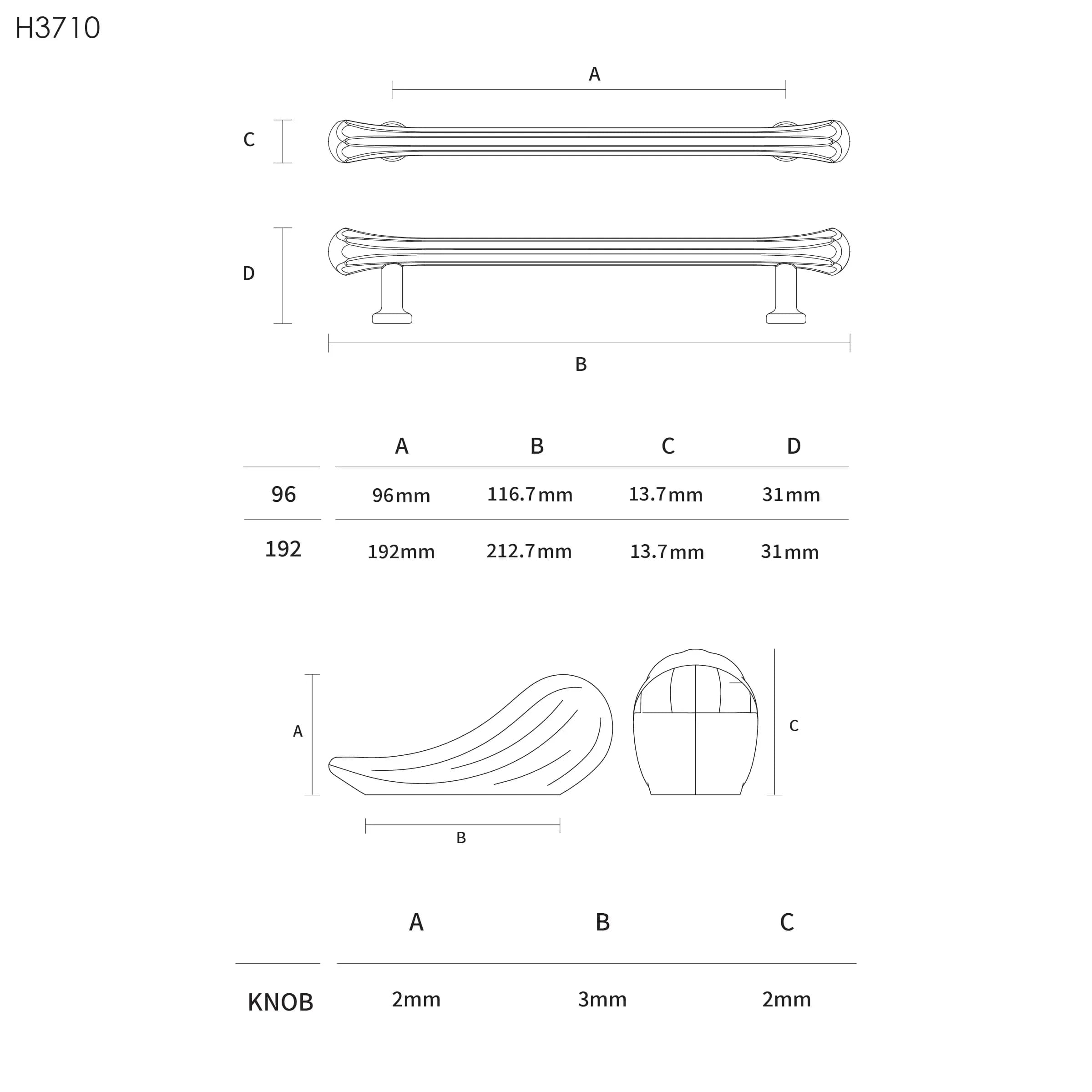 دستگیره کابینت اچ تی ان (HTN) H3710 — تصویر ۲