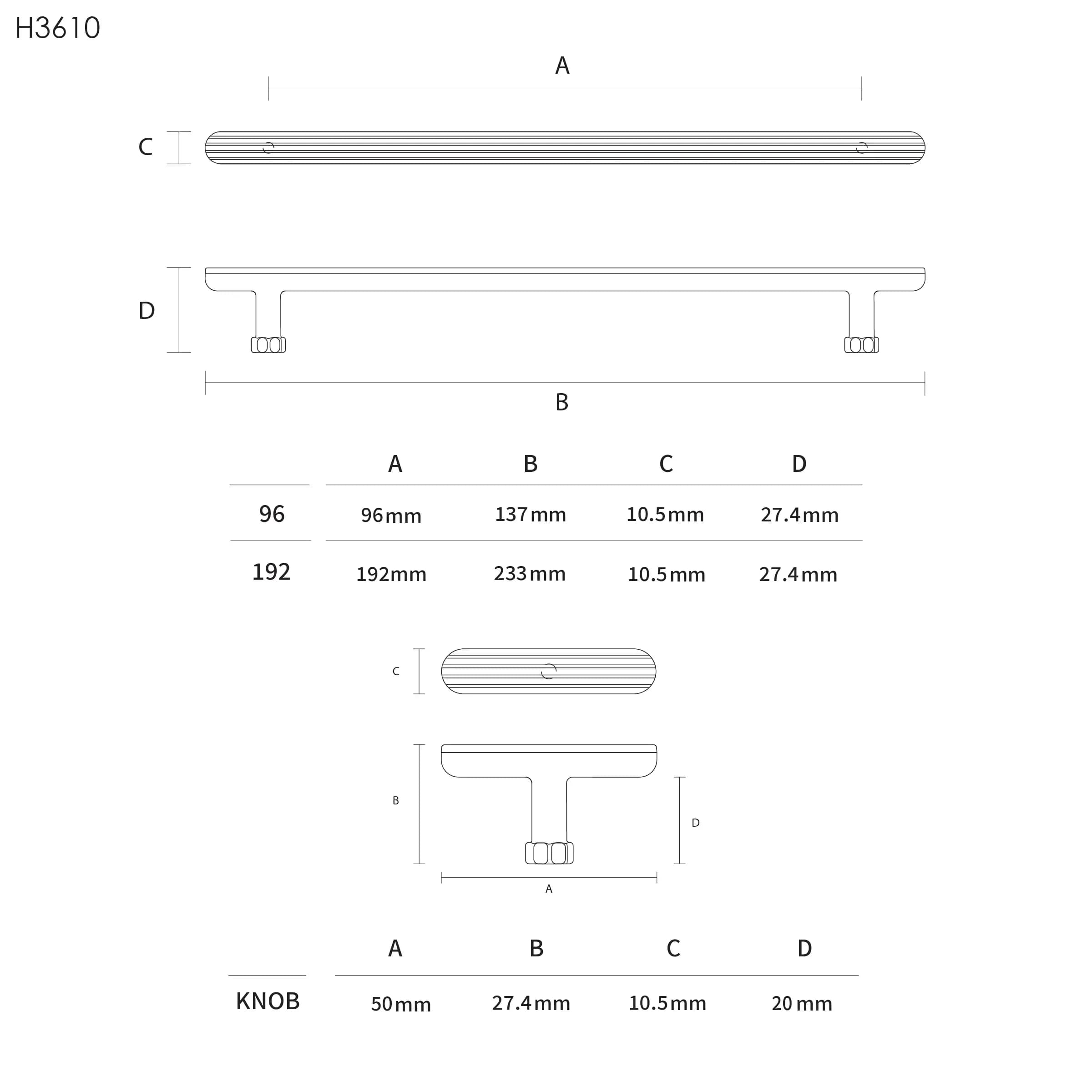 دستگیره کابینت اچ تی ان (HTN) H3610 — تصویر ۲