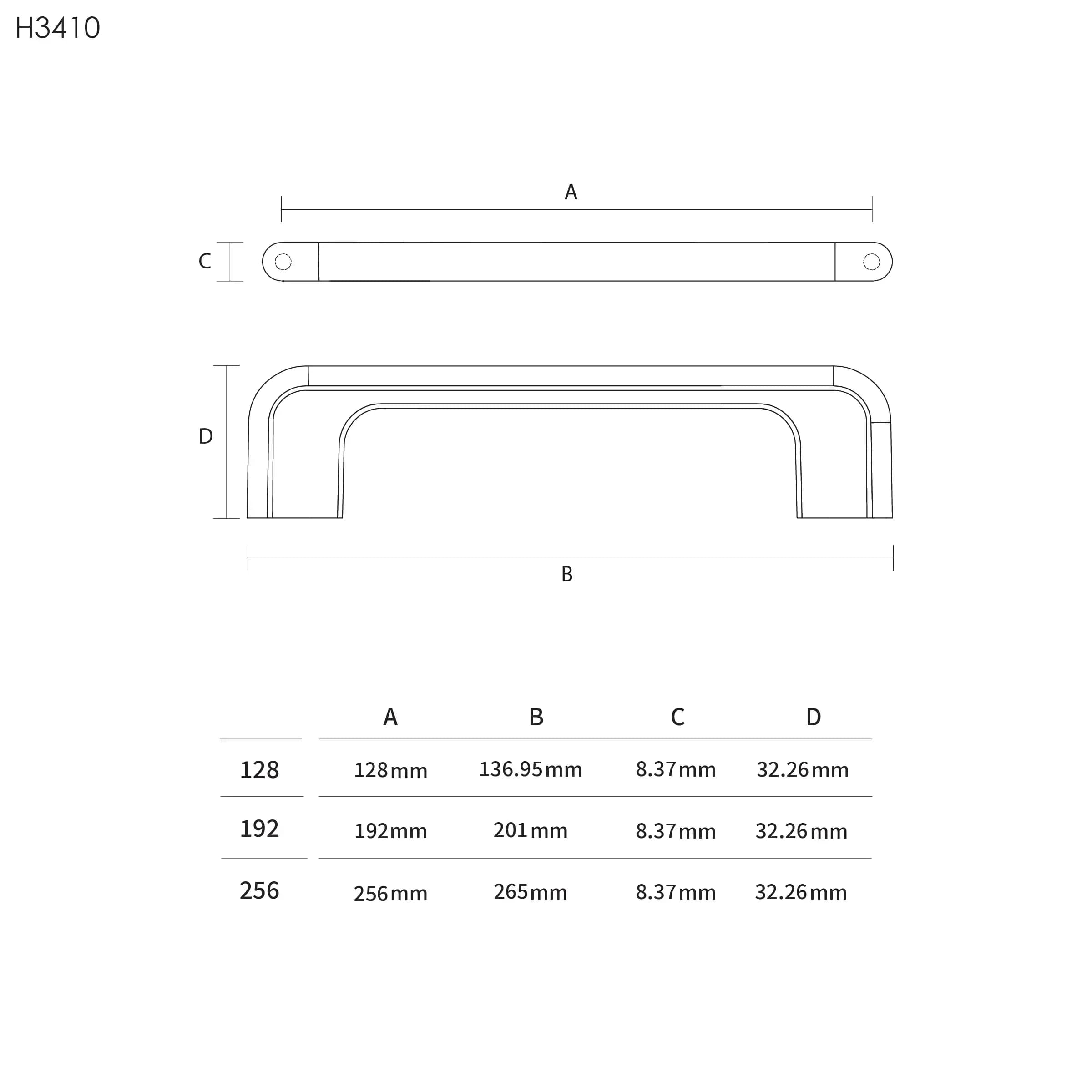 دستگیره کابینت اچ تی ان (HTN) H3410 — تصویر ۲