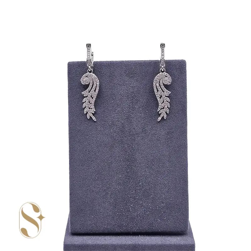 گوشواره نقره زنانه آویزی جواهری کد SilverSet-G0019