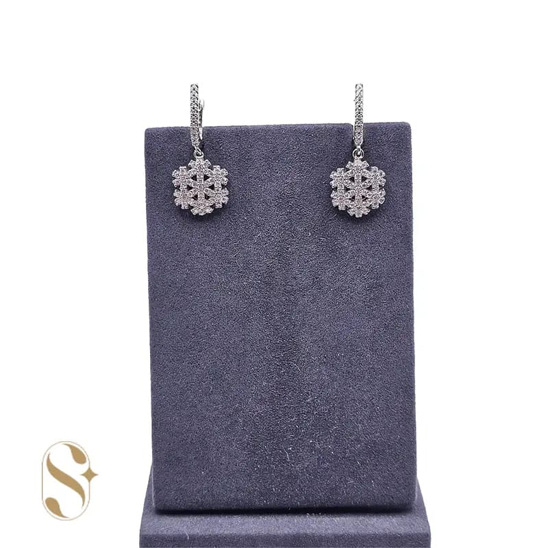 گوشواره نقره زنانه آویزی جواهری کد SilverSet-G0017