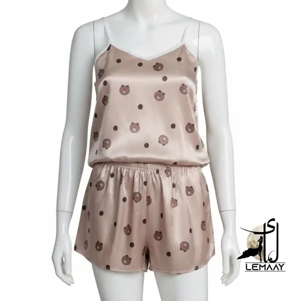 لباس خواب ساتن طرح تدی 18701