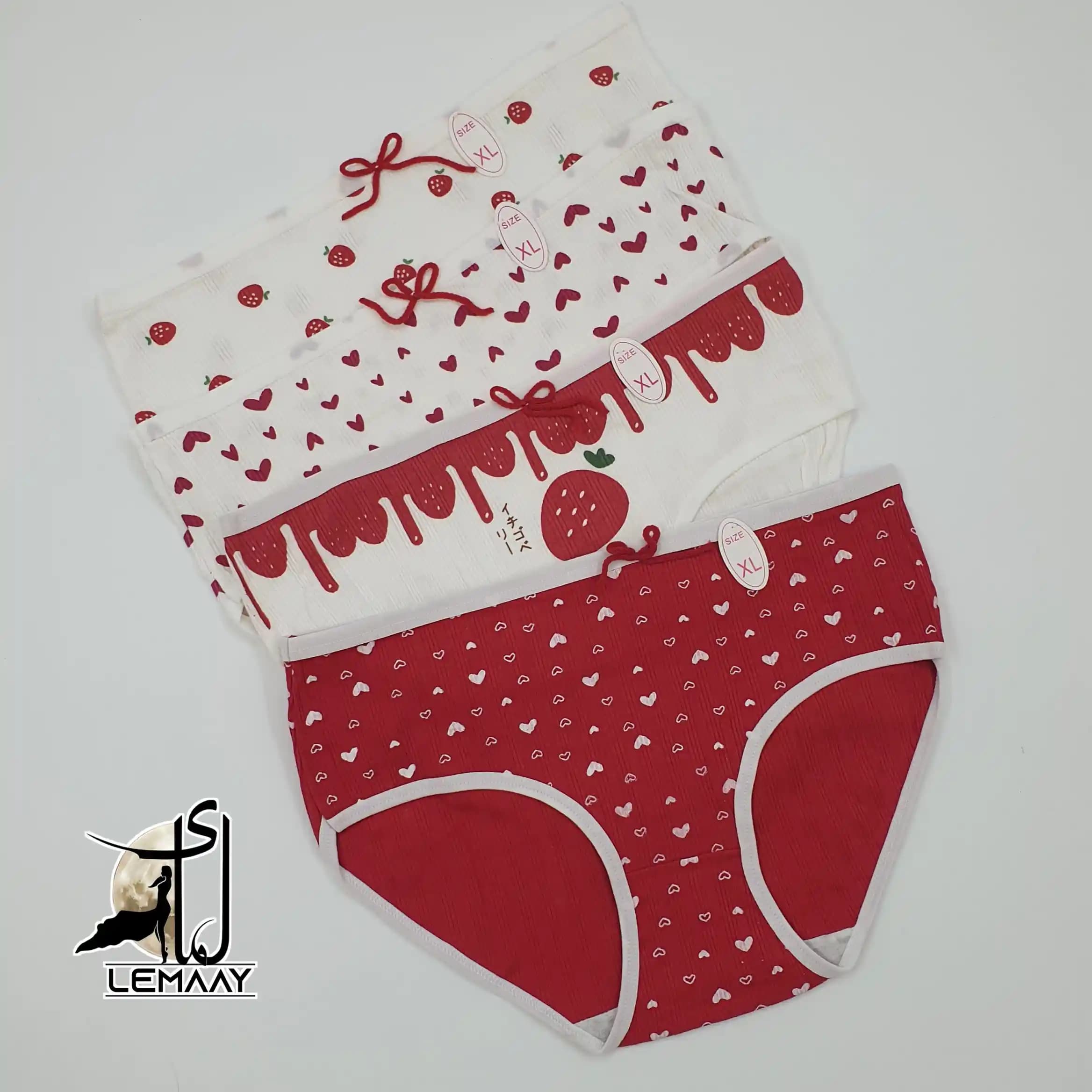 شورت نخی کبریتی طرح قلب و توت فرنگی کد:12254
