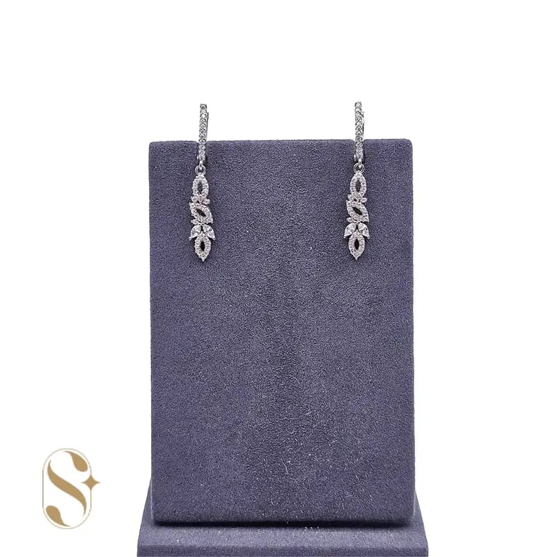 گوشواره نقره زنانه آویزی جواهری کد SilverSet-G0010