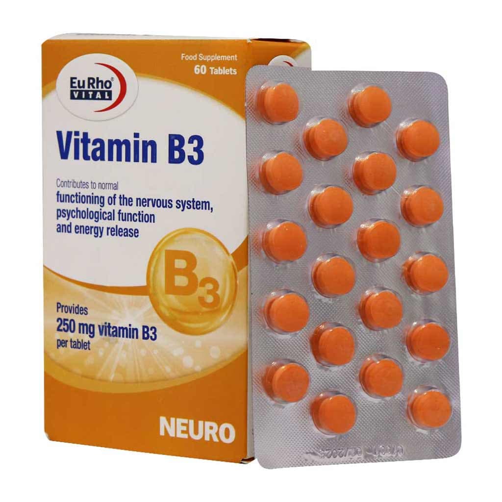 قرص ویتامین ب 3 حجم 250میلی گرم 60 عدد یوروویتال Eurho Vital — تصویر ۲