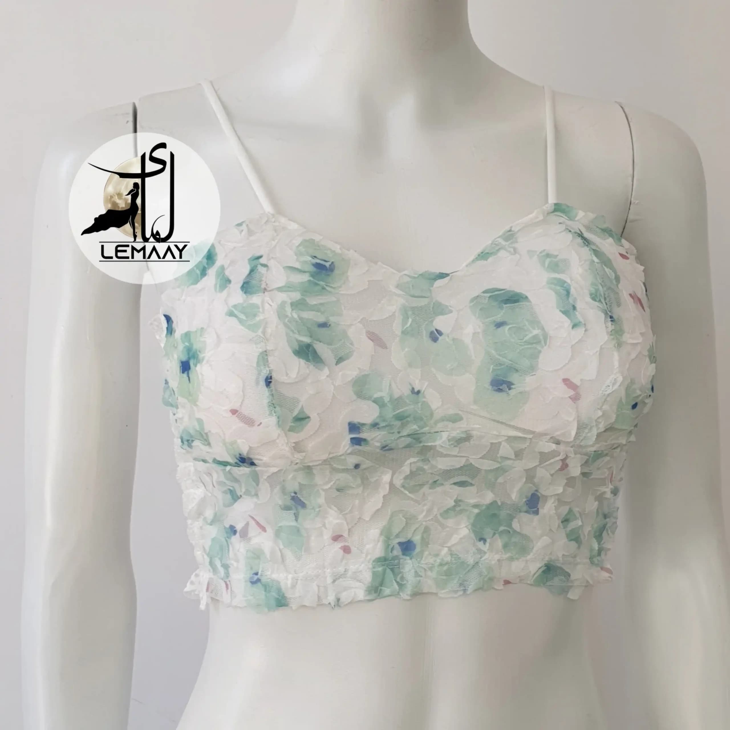 نیم تنه توری طرح شکوفه برجسته — تصویر ۴