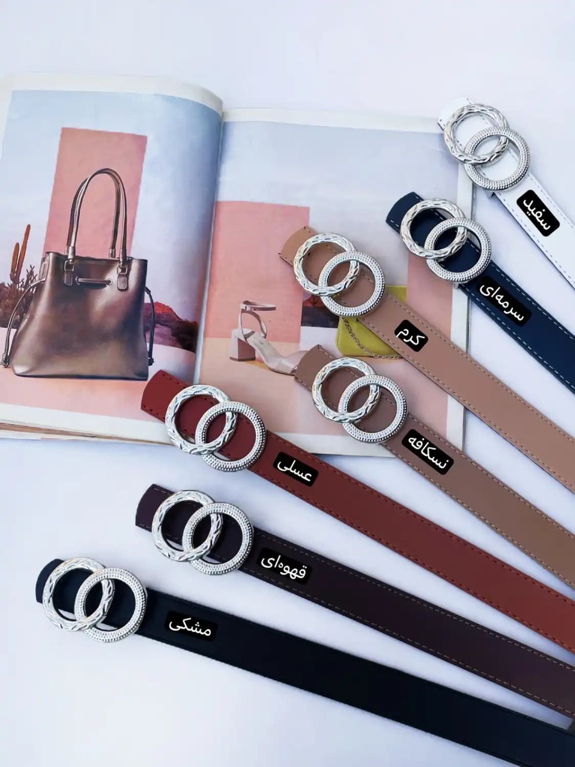 کمربند ۳ سانتی زنانه مدل تارا نقره ای