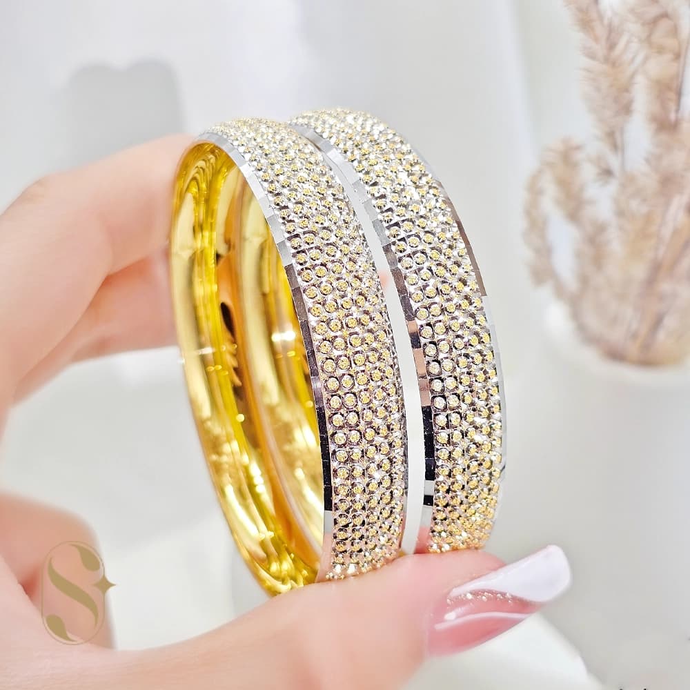 النگو نقره زنانه طرح طلا مدل اسما SilverSet-A586 — تصویر ۳