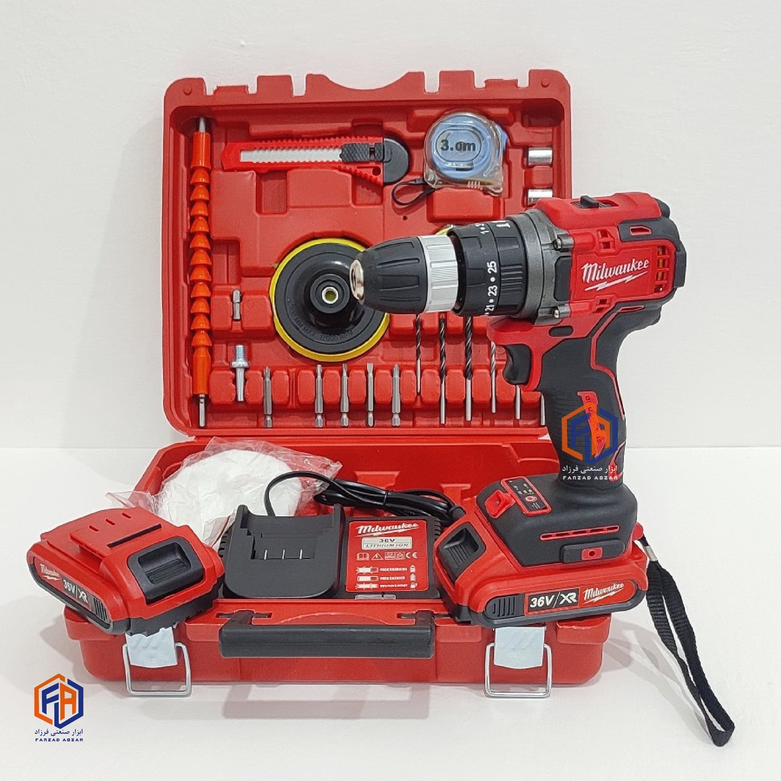 دریل شارژی 36 ولت میلواکی مدل سه نظام فلزی با پک کامل موتور براشلس مدل Milwaukee 36V Brushless — تصویر ۲