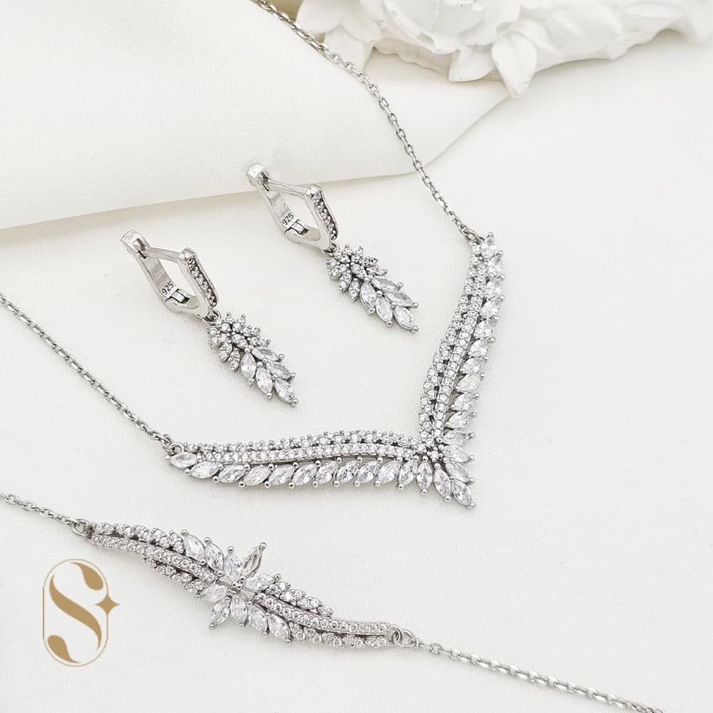 سرویس نقره زنانه مدل جواهری کد SilverSet-S613 — تصویر ۲