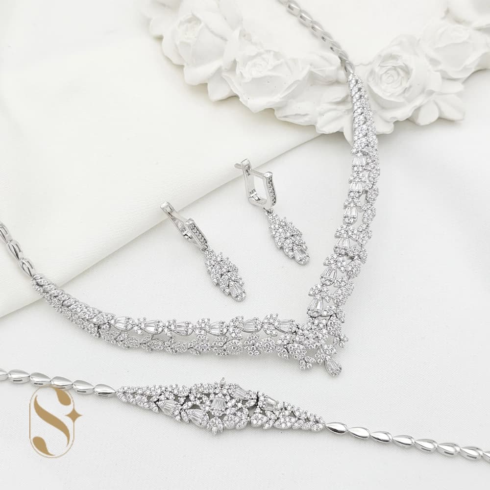سرویس نقره زنانه مدل جواهری کد SilverSet-S618 — تصویر ۲